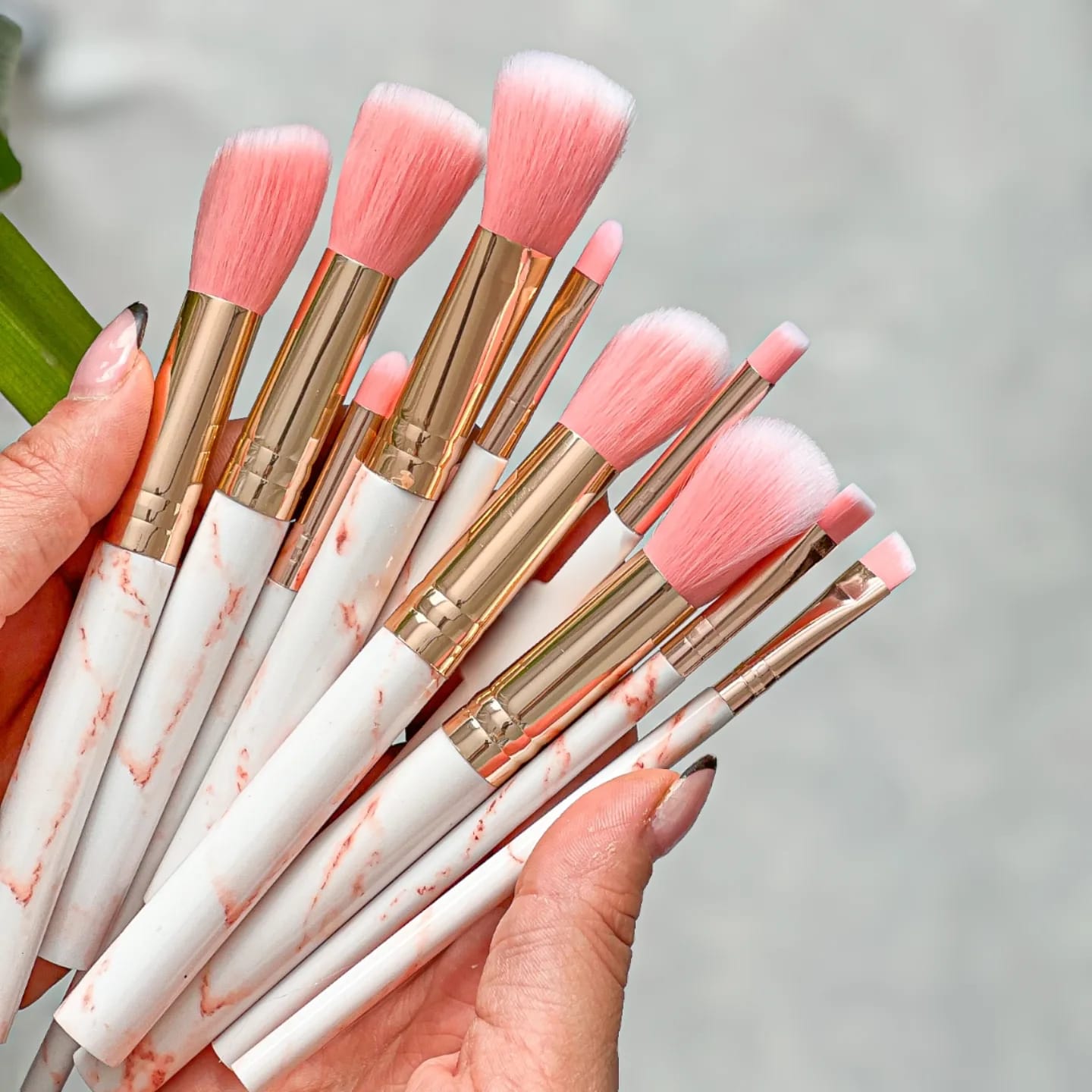 10pcs Marble Pattern Makeup Brush Set