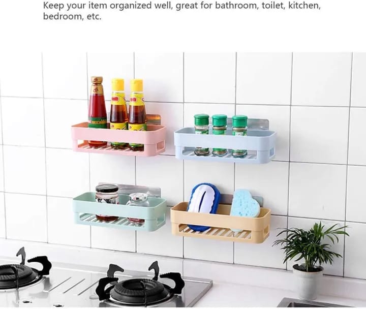 1 Pcs Kitchen And Bathroom Wall Shelf Square