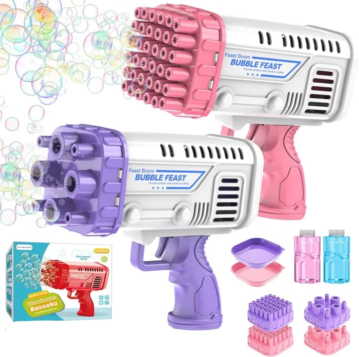 Bubble Machine Gun, 36 Holes Bazooka Gun Toy Blaster for Toddlers 3+ & Kids, Bubbles Blower Toy