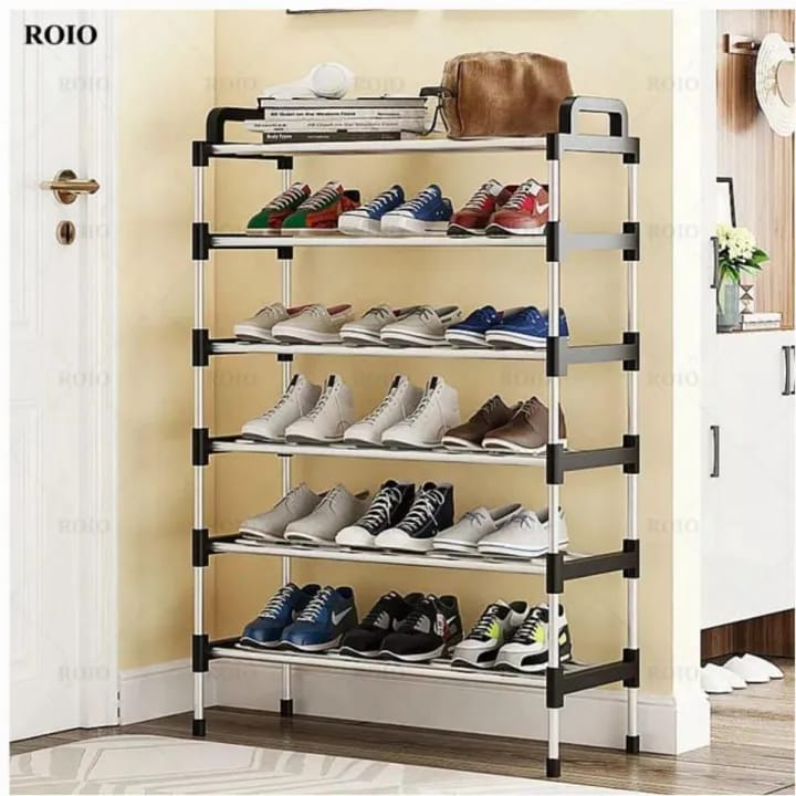6 Layer shoe rack Tier Colored stainless steel Stackable Shoes Organizer Storage Stand