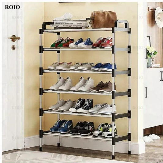 6 Layer shoe rack Tier Colored stainless steel Stackable Shoes Organizer Storage Stand