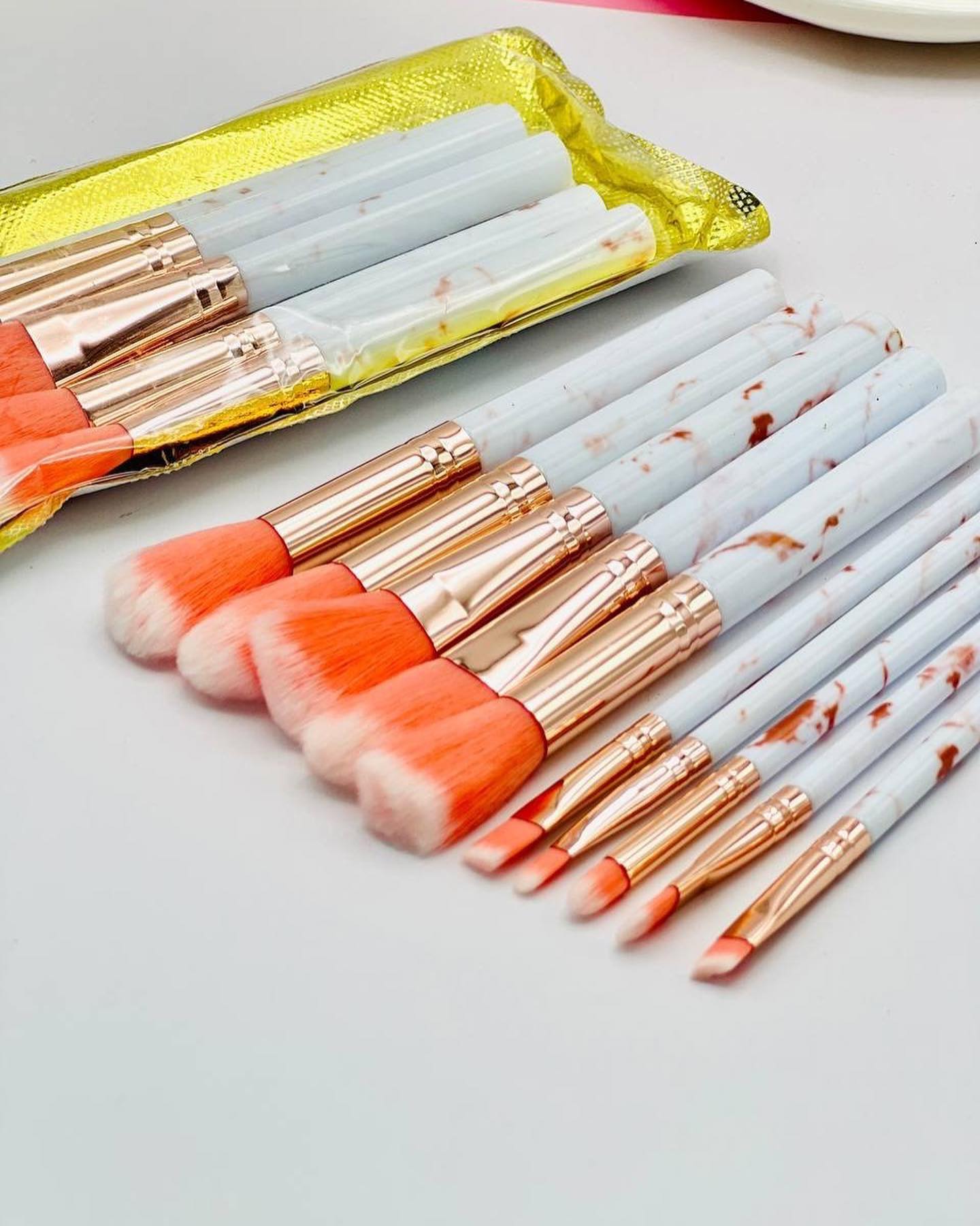 10pcs Marble Pattern Makeup Brush Set