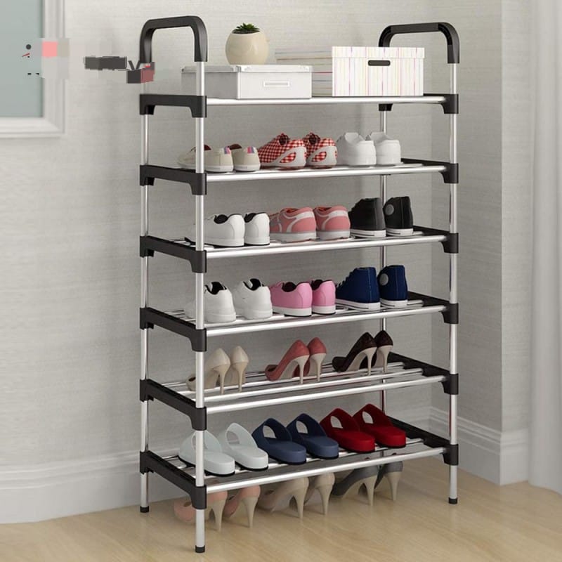 6 Layer shoe rack Tier Colored stainless steel Stackable Shoes Organizer Storage Stand